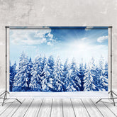 Lofaris Blue Sky Sunshine Winter Forest Photography Backdrop